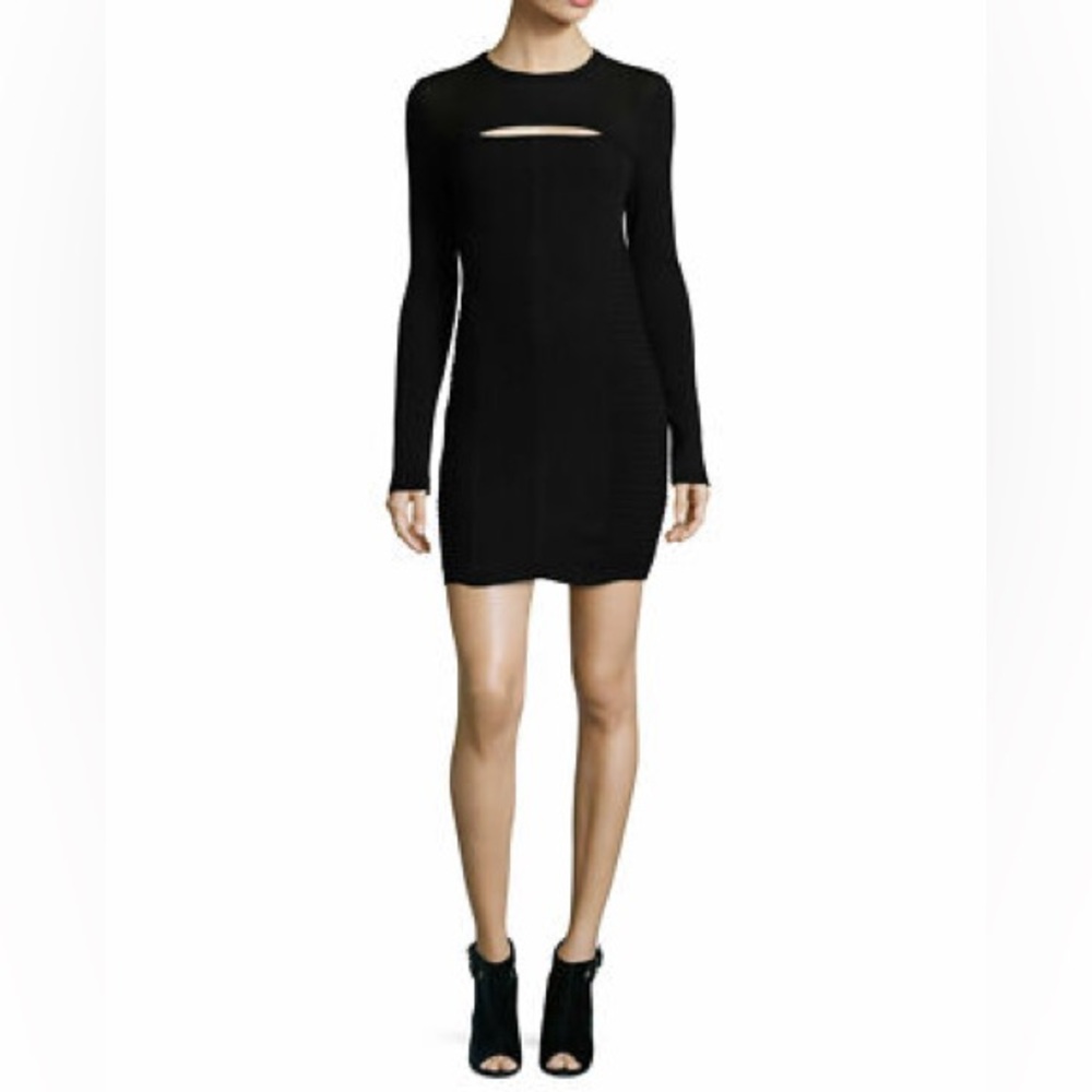 IRO  Hardin Black Ribbed Long Sleeve Mini Dress SZ XS